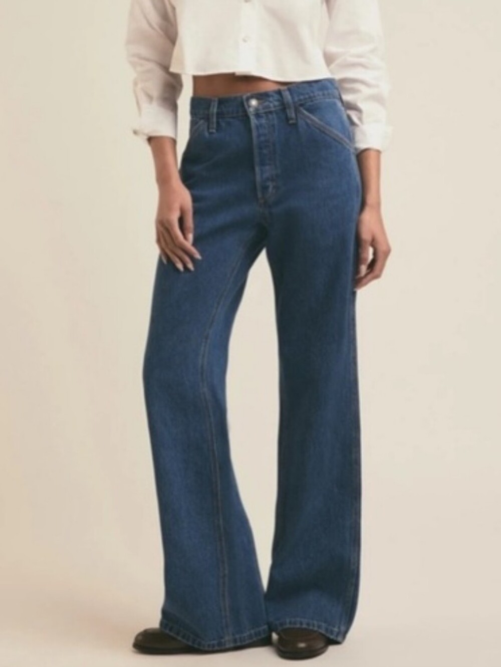 Favorite Daughter Olympia Low Slung Jeans Cody Wash Wide Leg